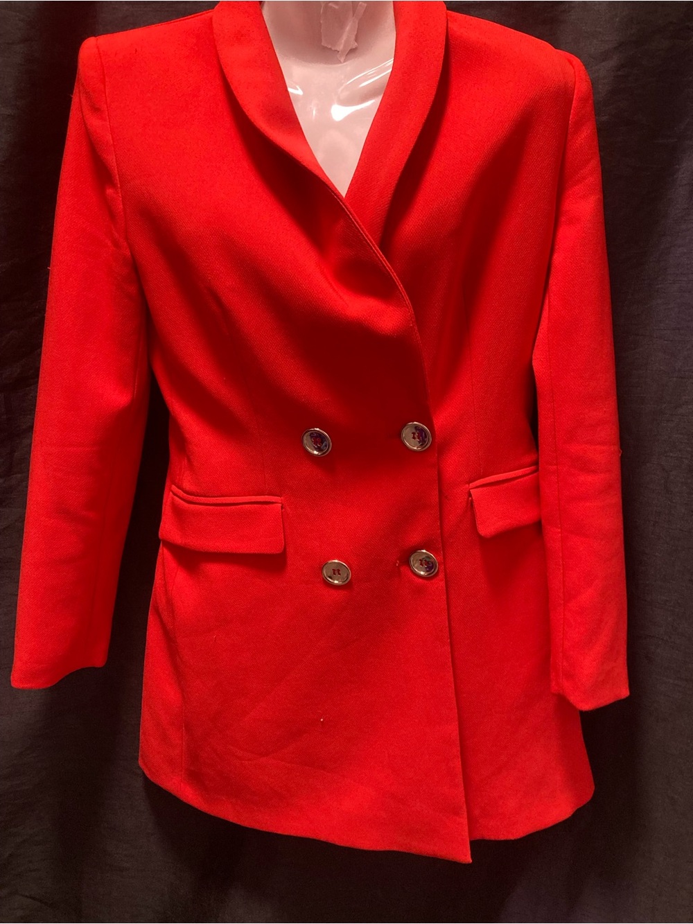Zara Red Double Breasted Long Blazer Coat Size S